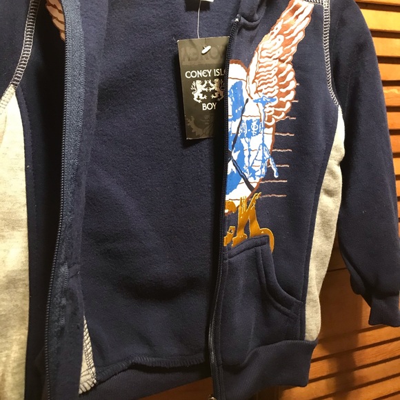 Coney Island Blue & Grey Fleece Hoodie - Picture 7 of 11